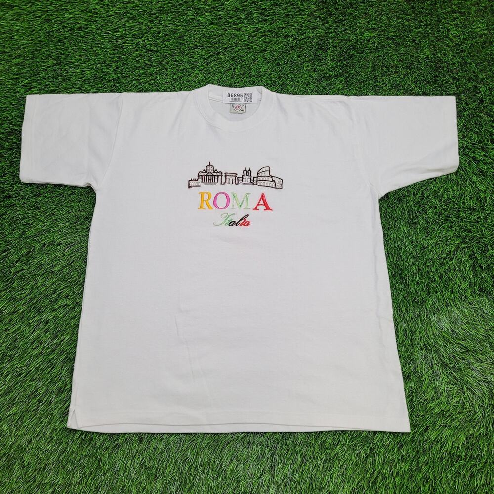 Vintage 90s Colorful Roma Italy Shirt Womens XL/2XL 23x27 White